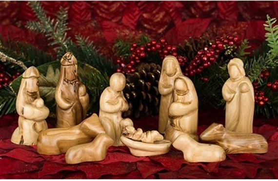 OLIVE WOOD 12 PIECE NATIVITY SET
